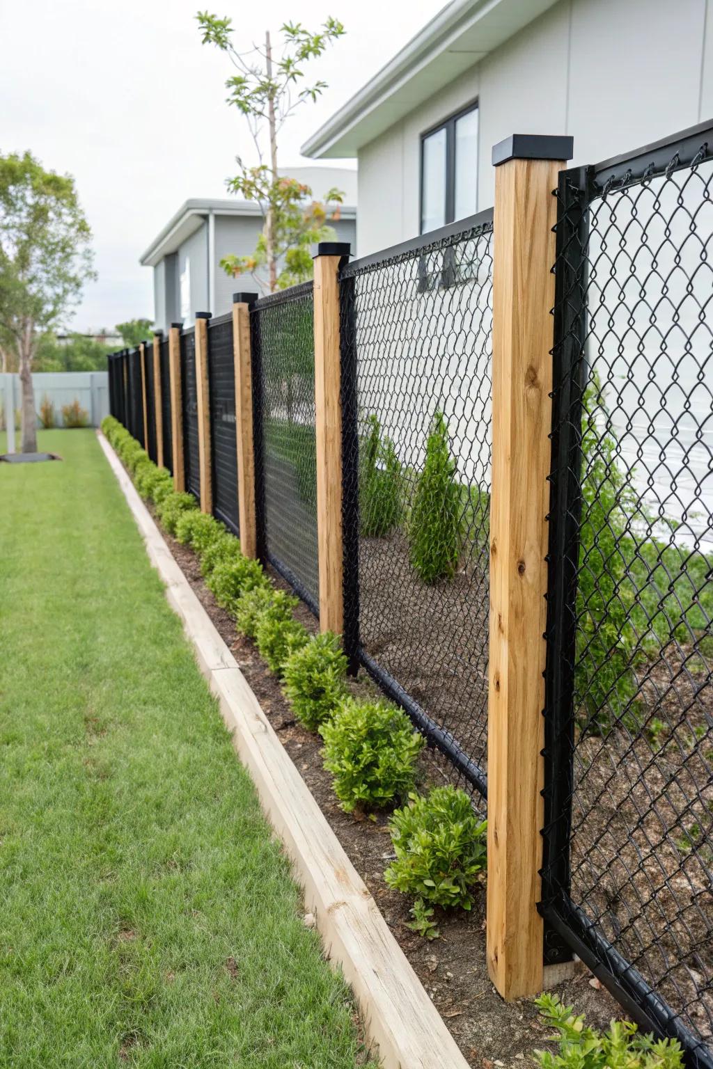 A contemporary blend of materials for a chic, modern fence.