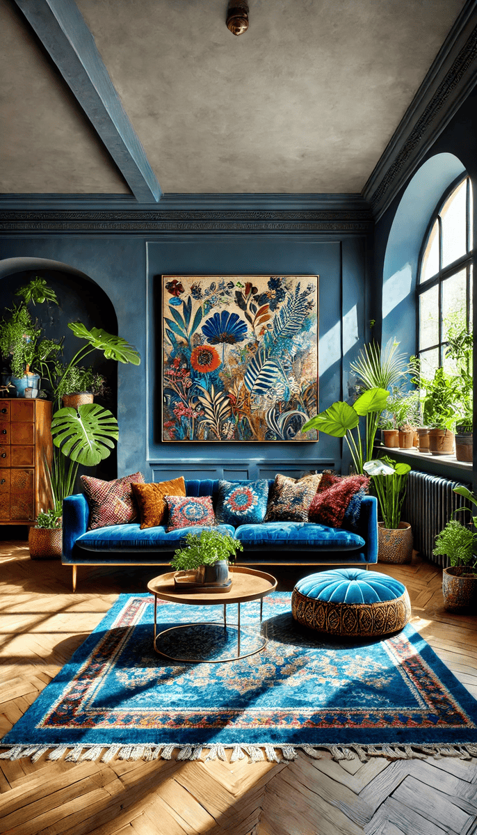 15 Blue Boho Living Rooms