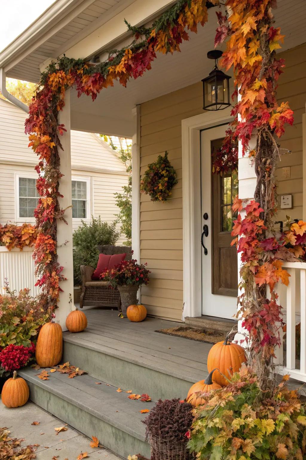 Garlands frame your entrance with a harvest-inspired look.
