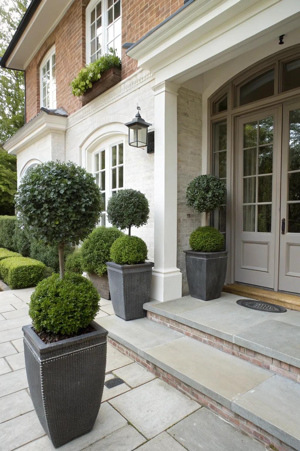 Create a grand entrance with topiary balls at your entryway.