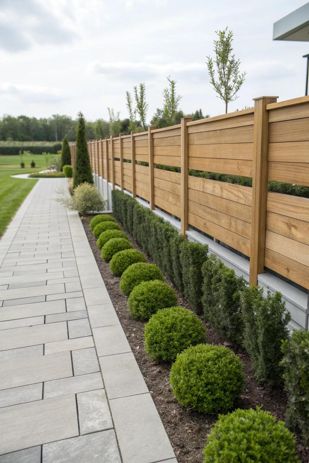 Embrace the beauty of simplicity with a modern minimalist fence landscape.