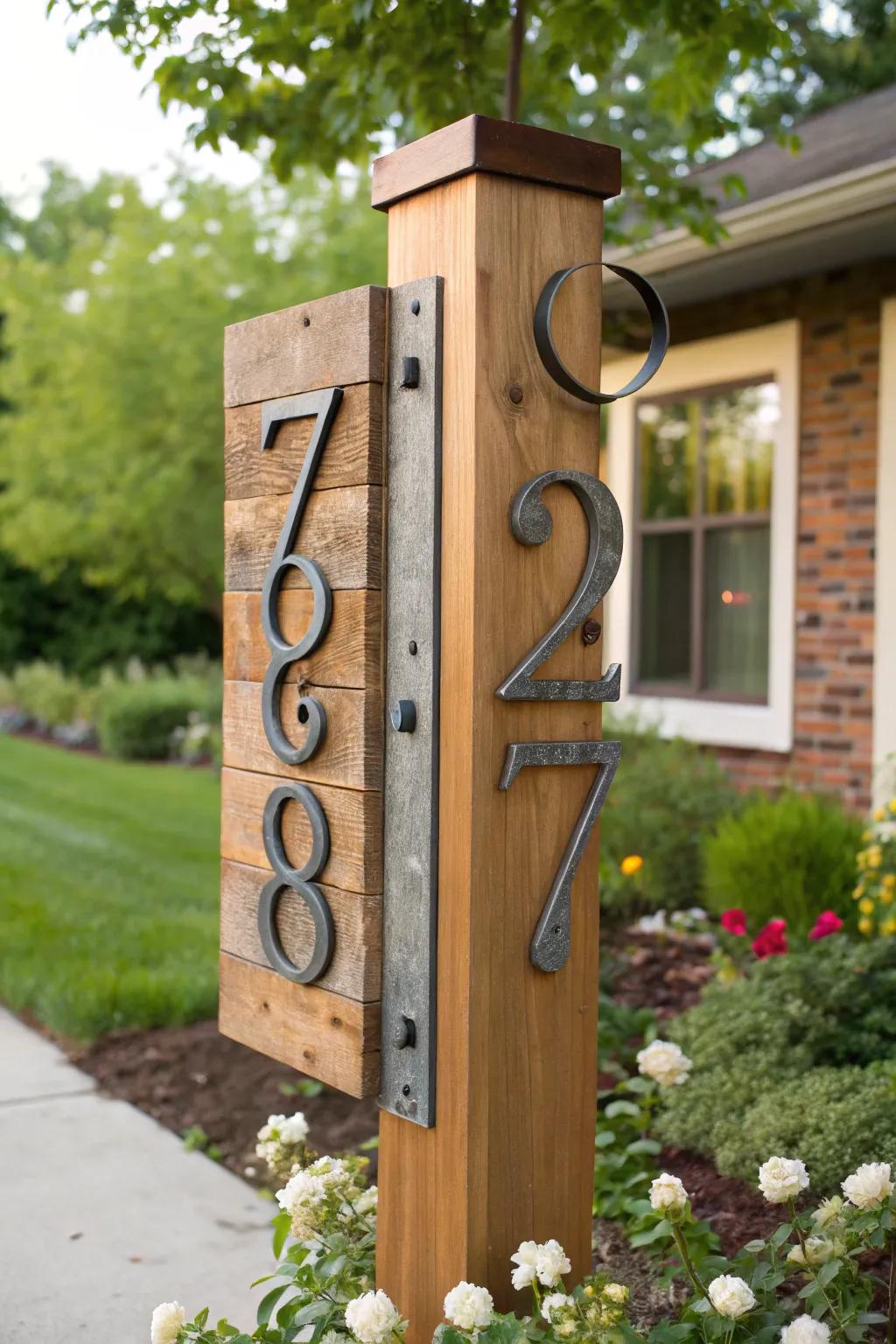 Mixed material signs bring a balanced and textured look to your yard.