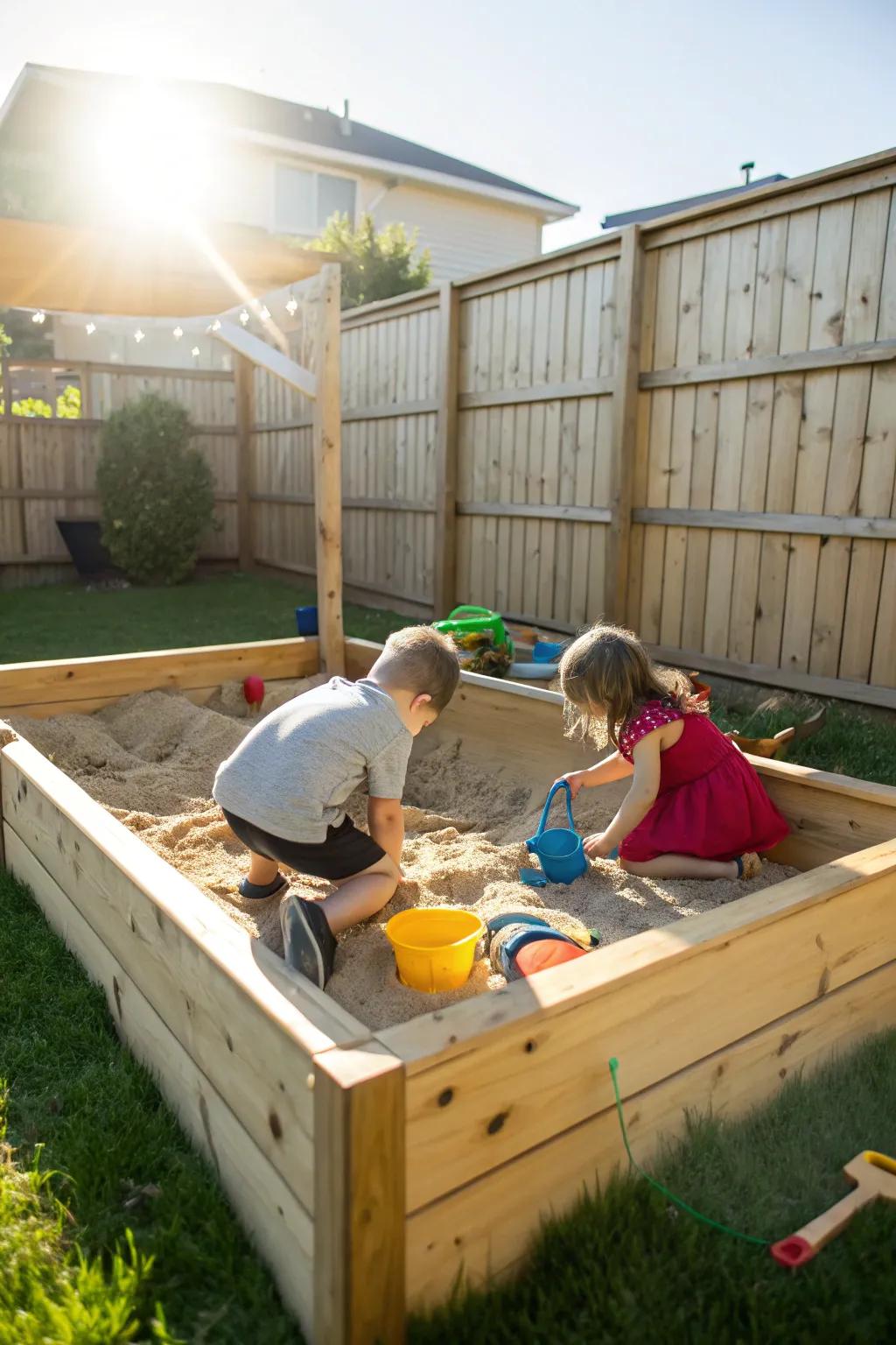 Create a sensory experience with a natural sandbox.