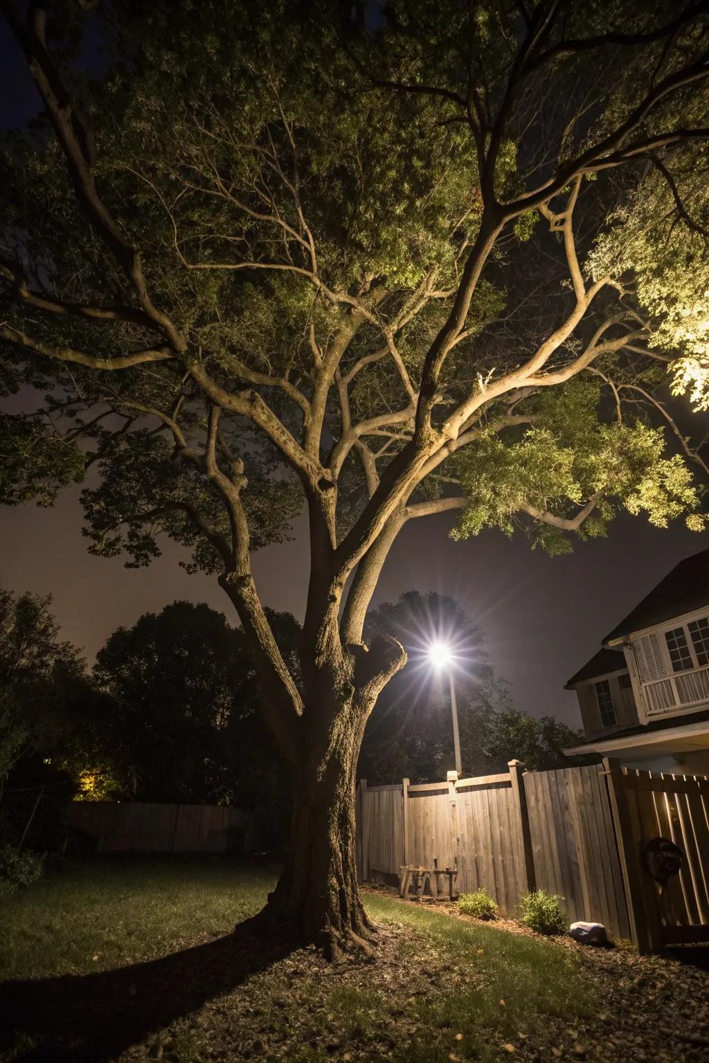 Create a magical atmosphere by highlighting a beautiful tree.