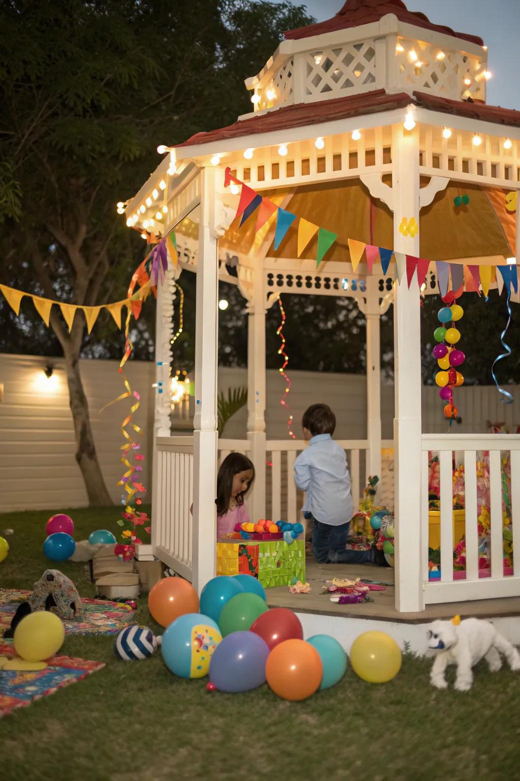 A playful and inviting gazebo for children.