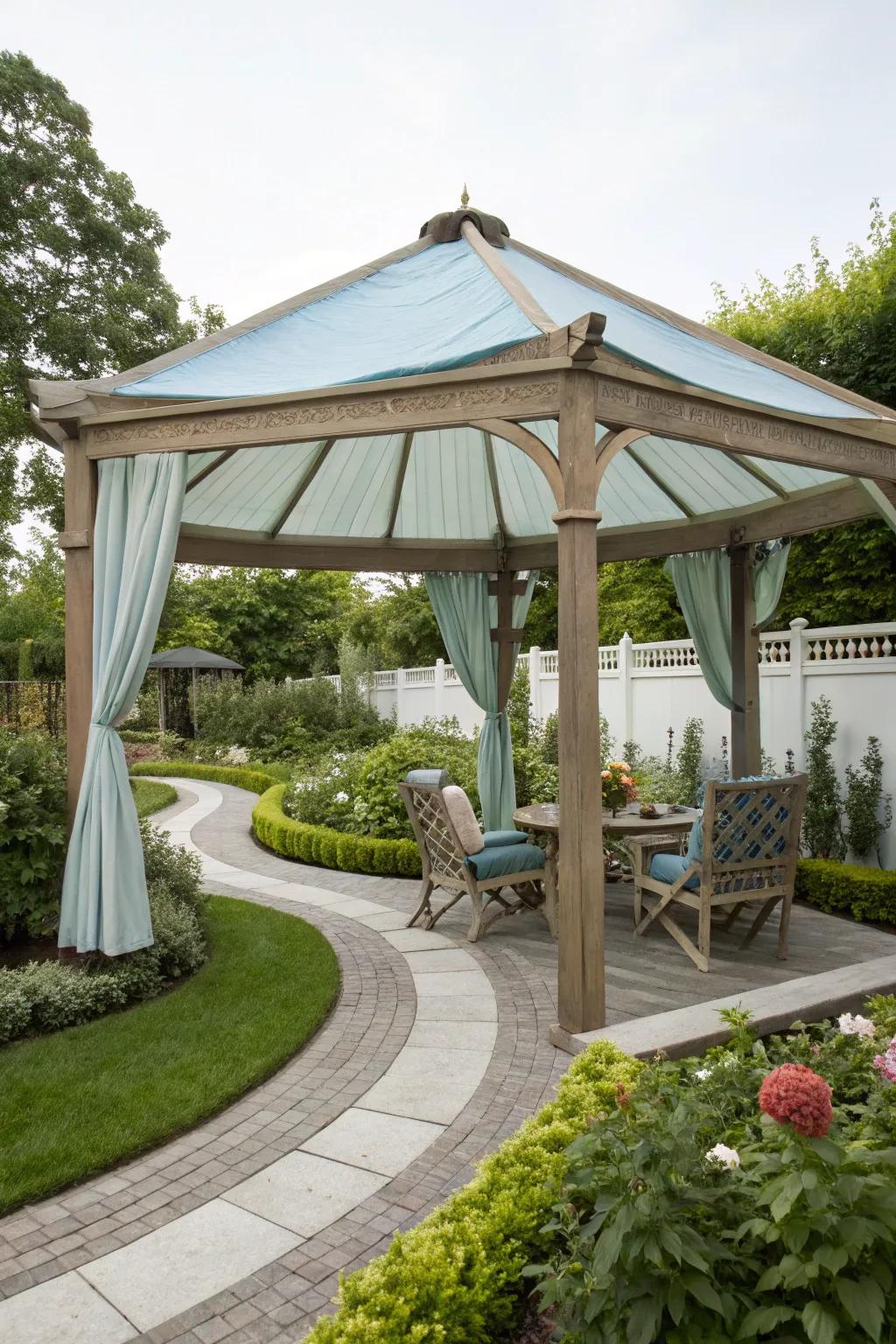 A hexagonal canopy offers a distinct and modern geometric design.