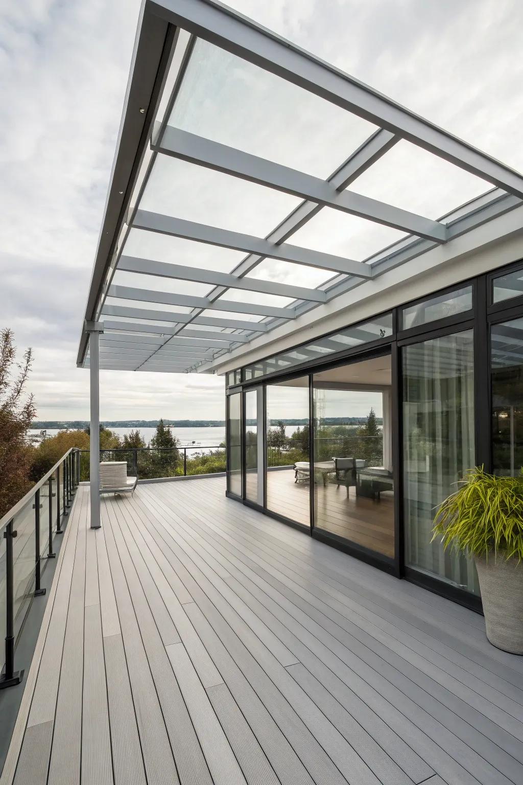 Embrace contemporary elegance with modern deck coverings.