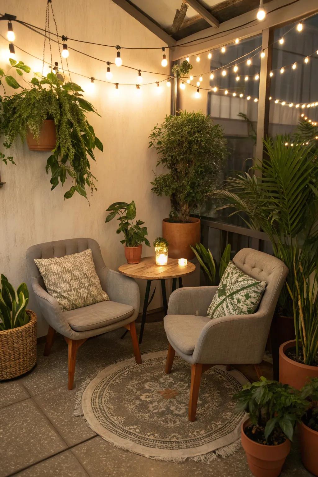 A cozy plant corner perfect for relaxation.