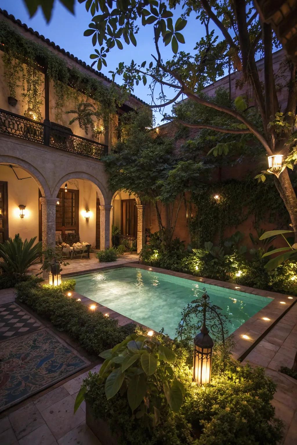 Light up the night with enchanting poolside illumination.