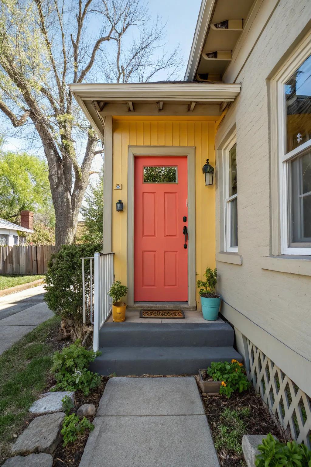 A bold door color makes a statement and adds character.