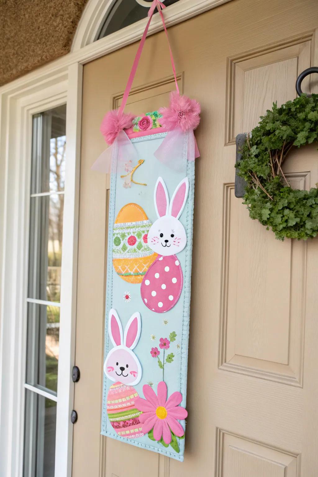 Welcome guests with a cheerful pastel door hanger.