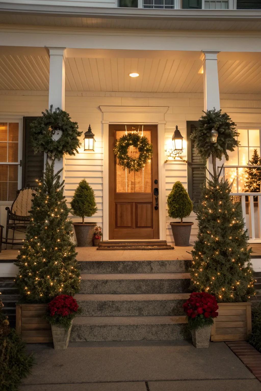 Symmetry brings a sense of balance and elegance to porch decor.