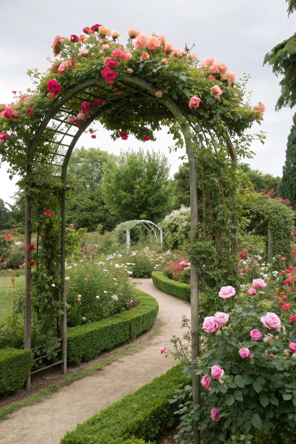 A classic arched arbor brings timeless elegance to your garden.
