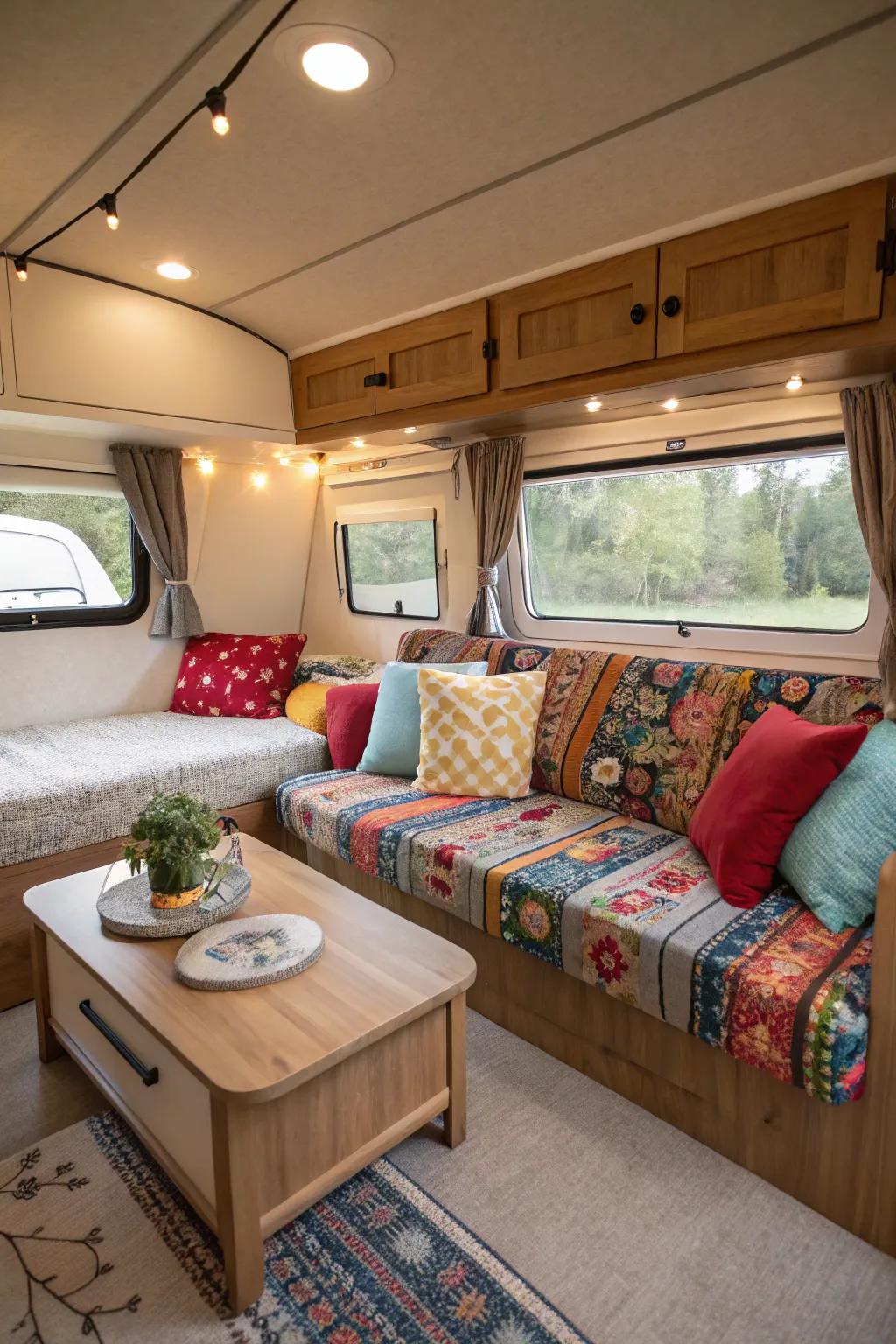 Convertible furniture maximizes comfort and functionality in your camper.