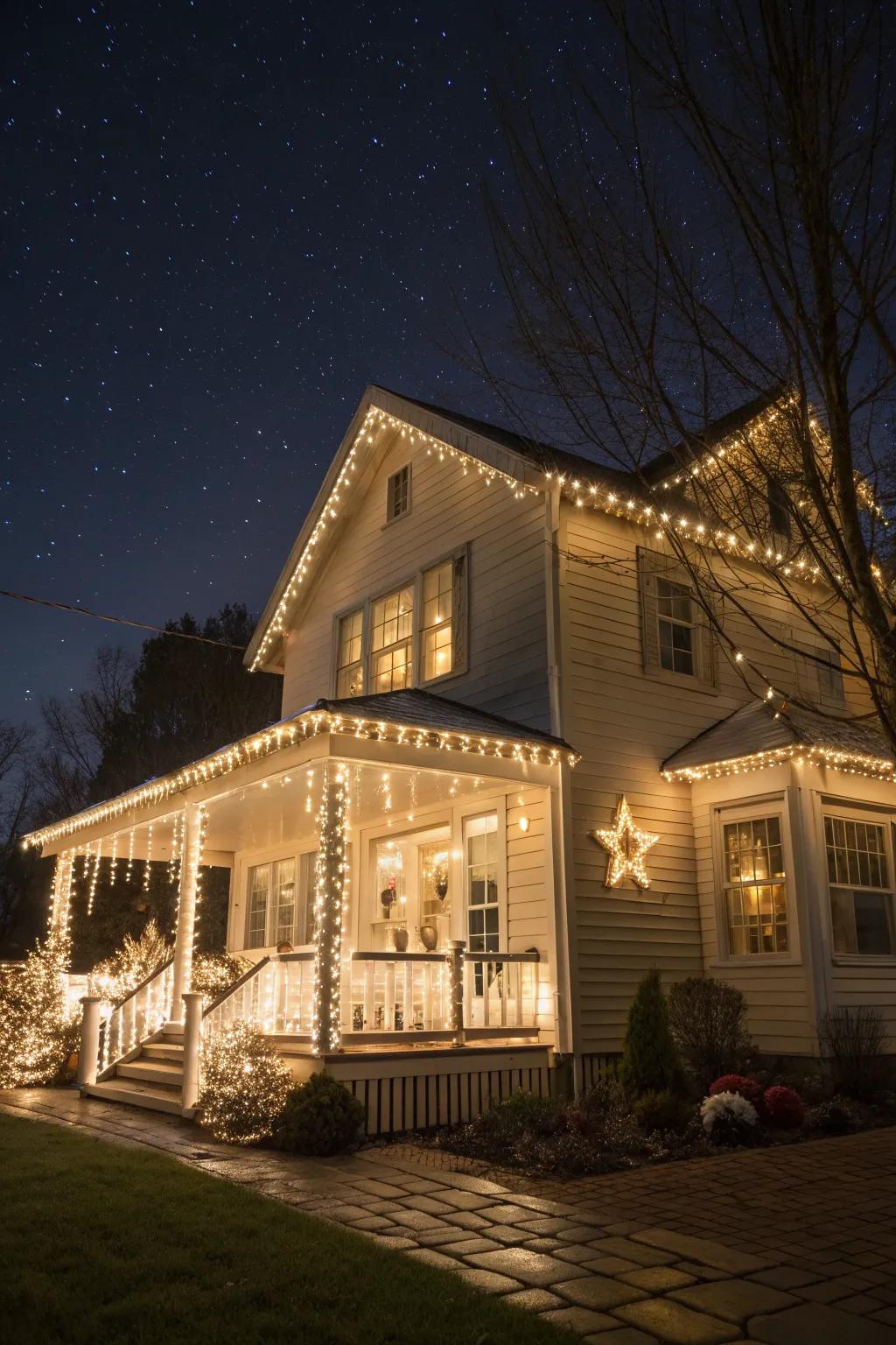 Classic white lights offer a timeless holiday aesthetic.