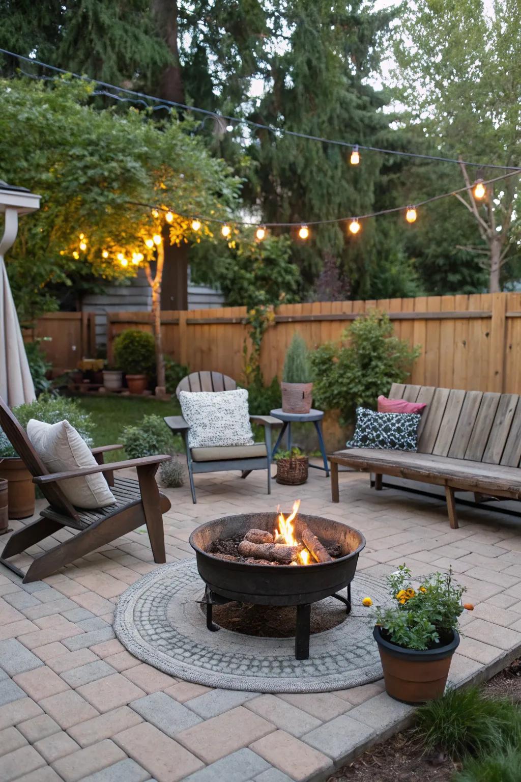 A portable fire pit brings flexibility to outdoor gatherings.