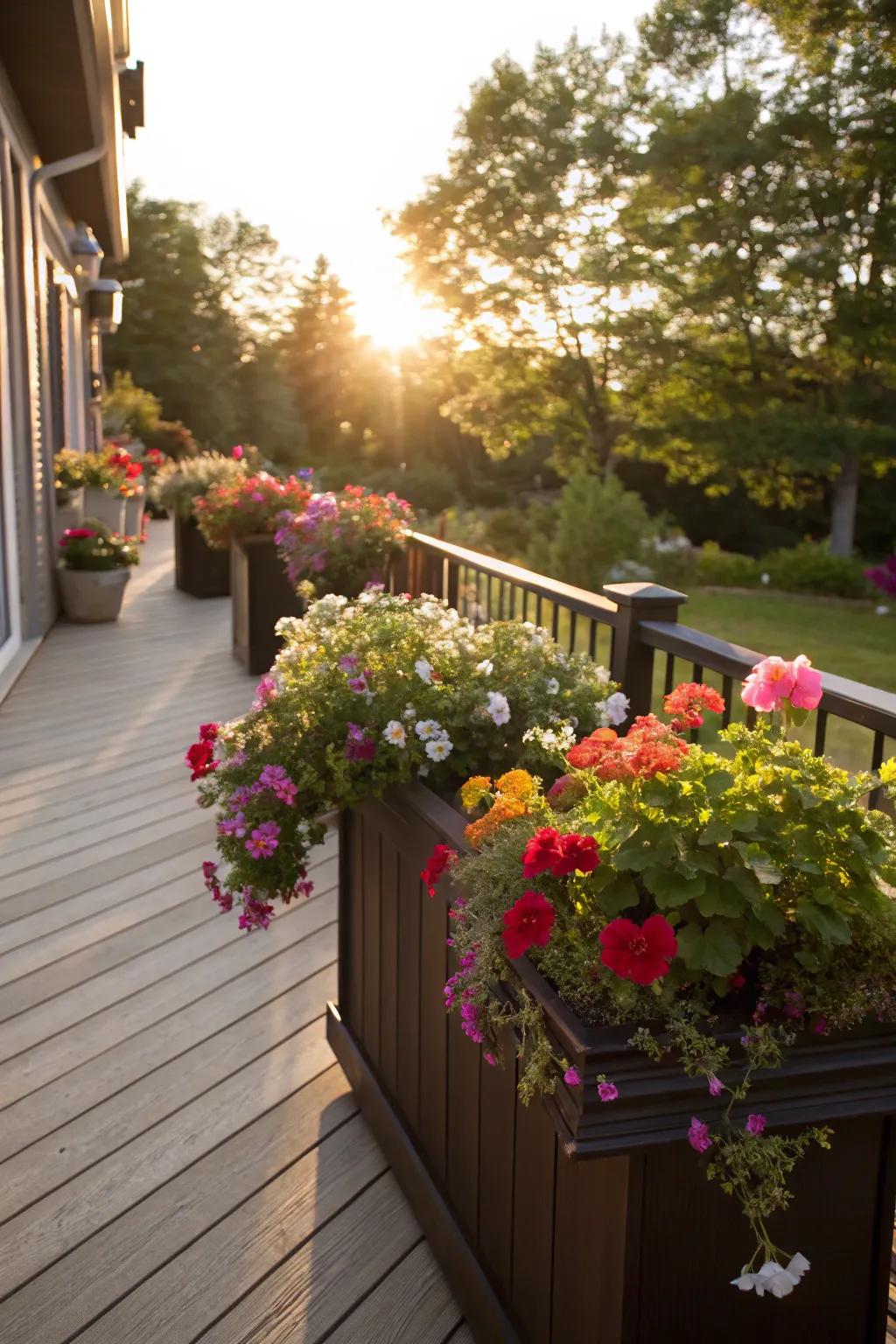 Cascading blooms create a dramatic and colorful effect.