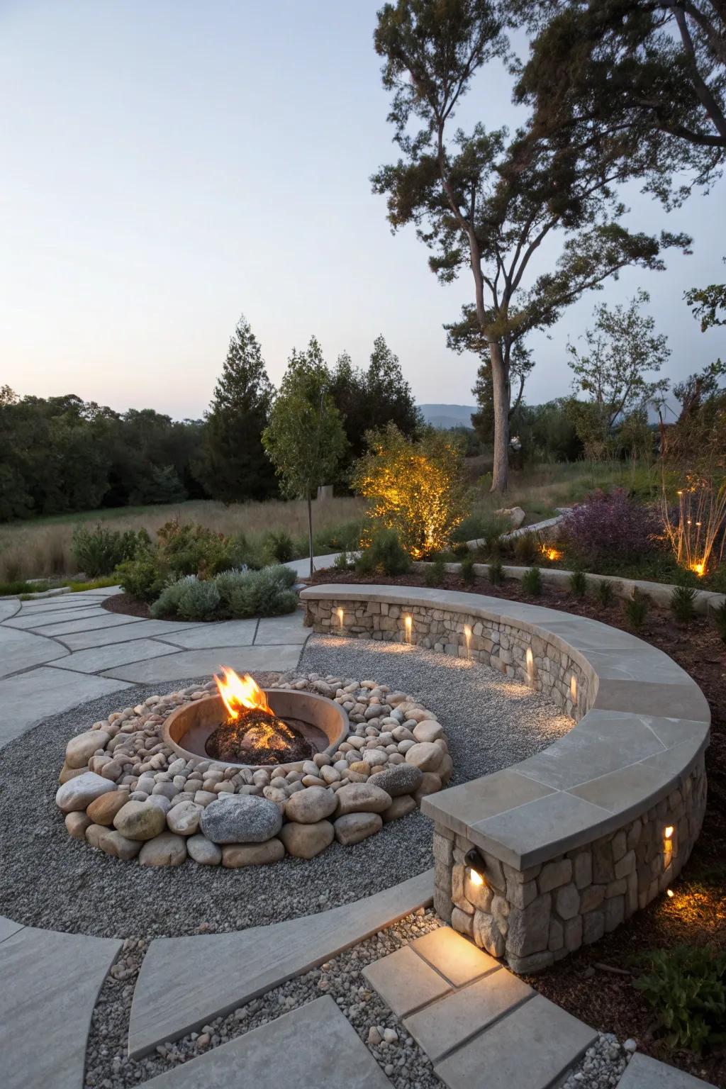 A classic stone and gravel border offers both beauty and practicality.