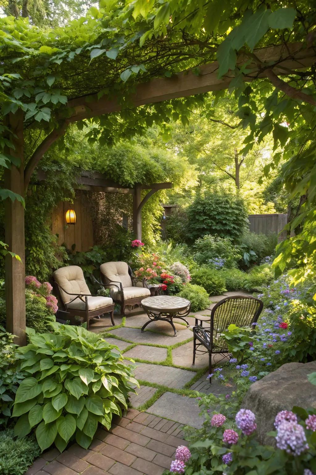 Sunken gardens offer a naturally private and intimate space.