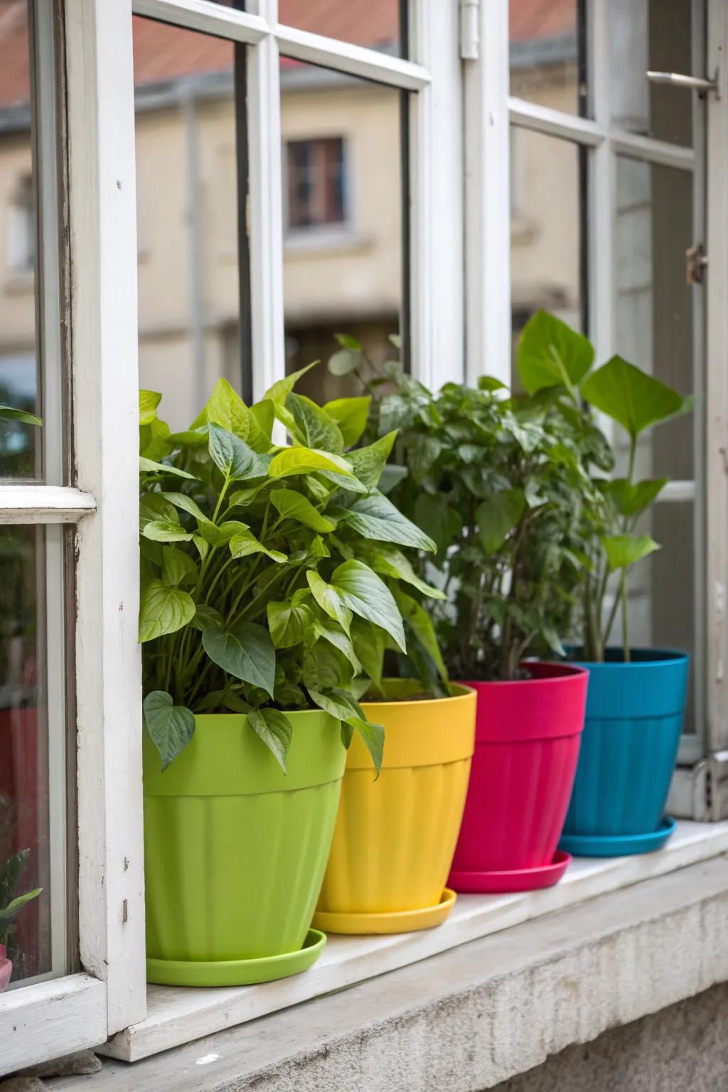 Bold planters create a dramatic, eye-catching display.