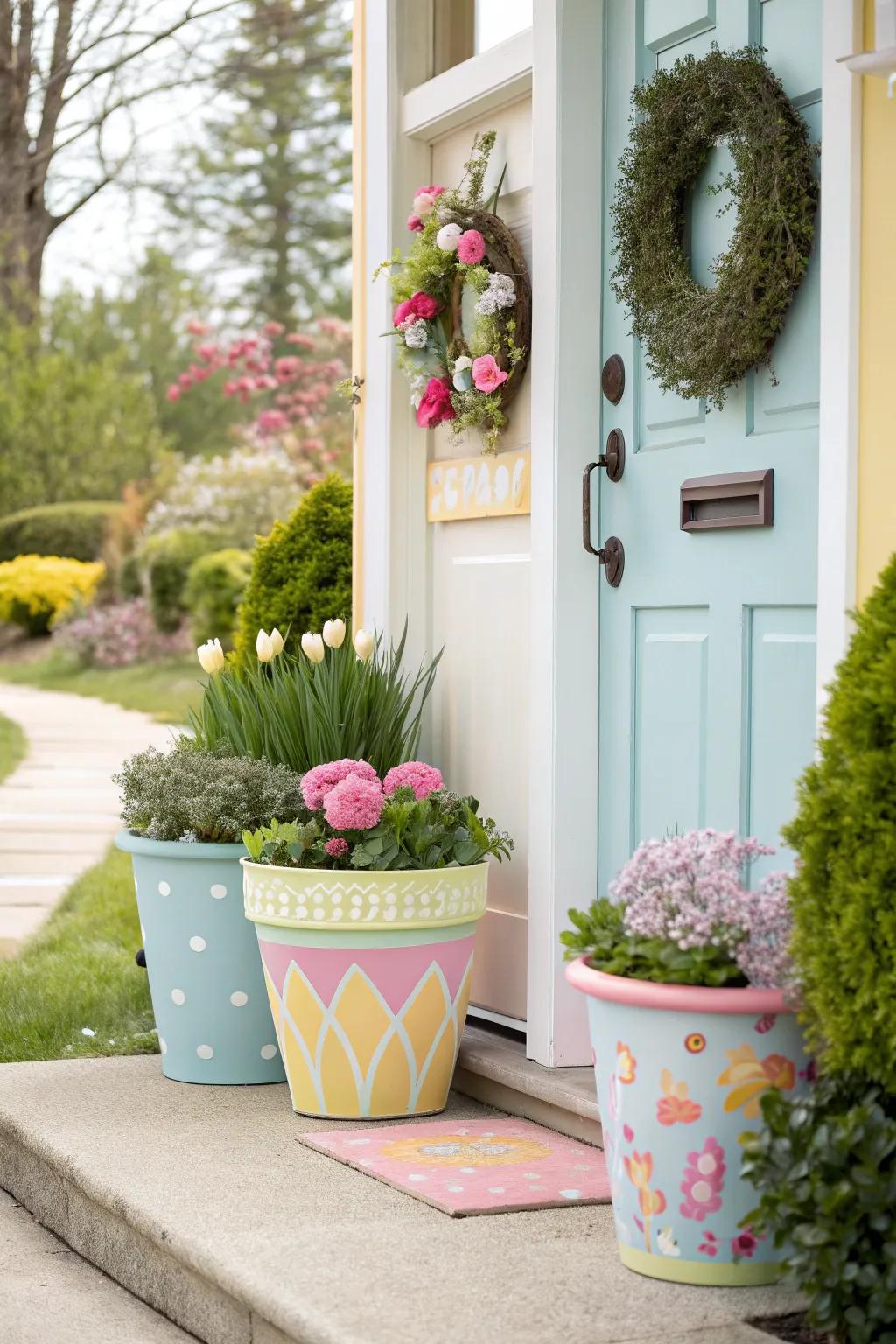 DIY painted pots add a personal and artistic flair to your spring decor.