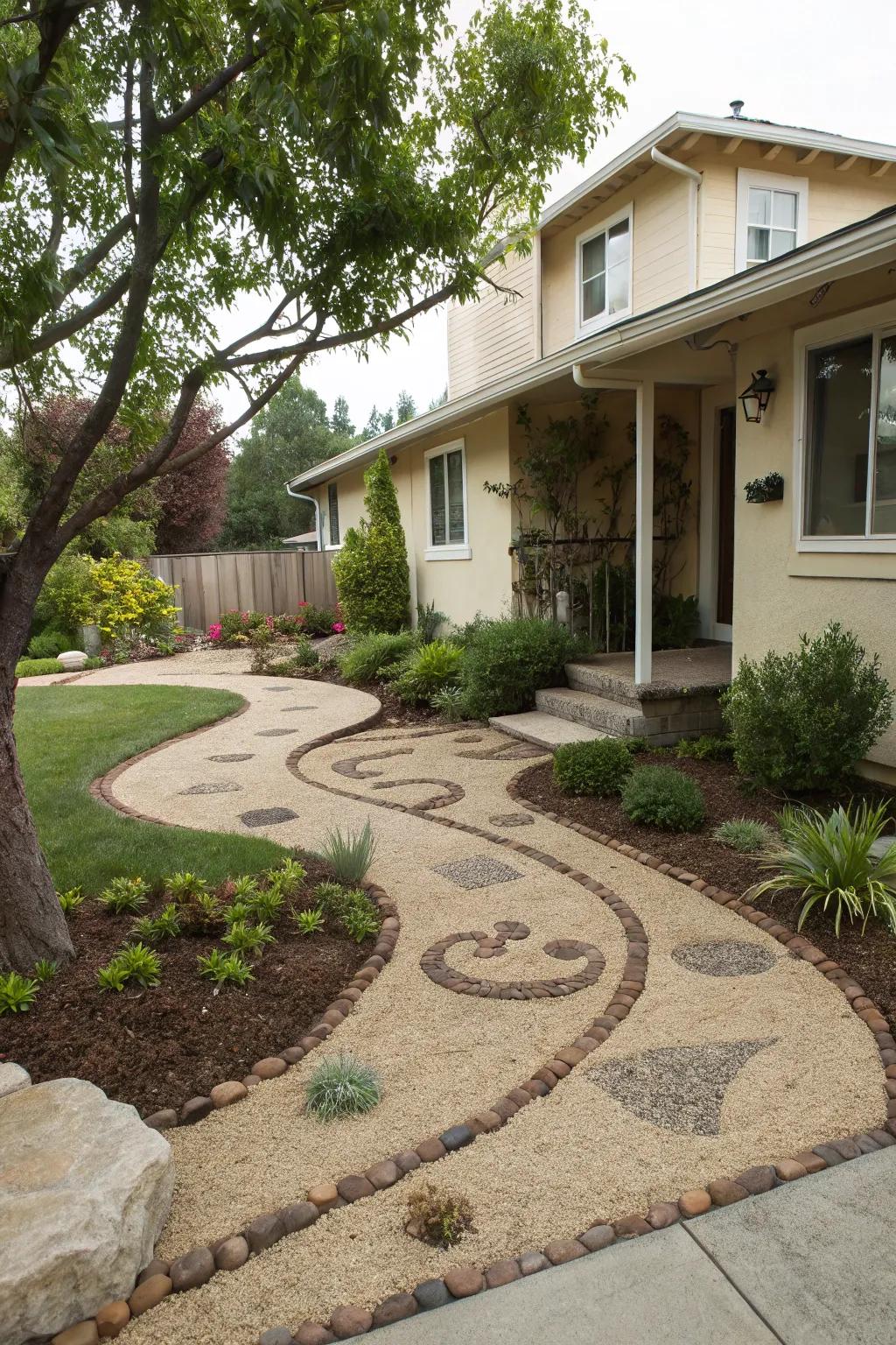 Playful patterns with decomposed granite add a whimsical touch to your landscape.