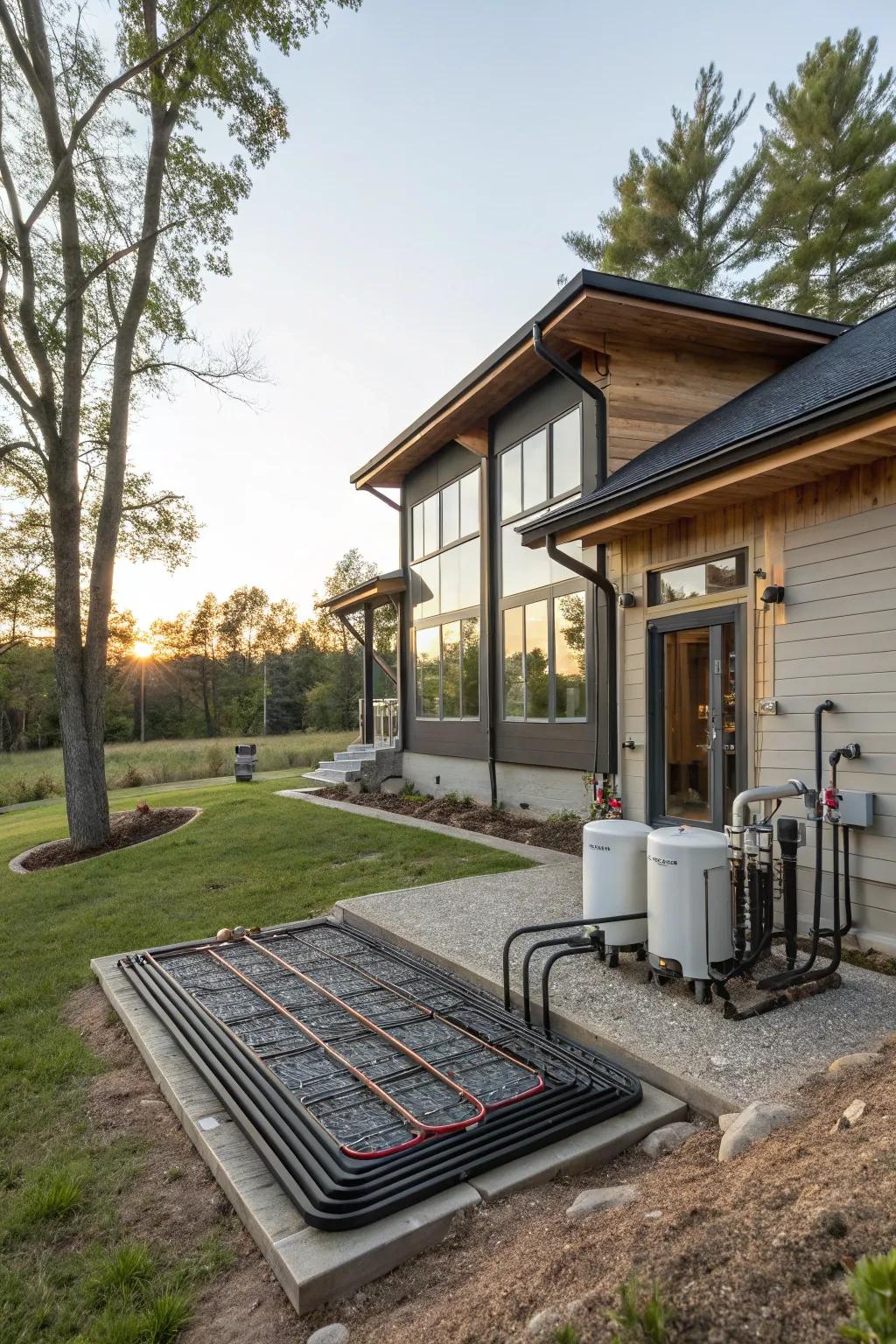 A geothermal system providing efficient heating.