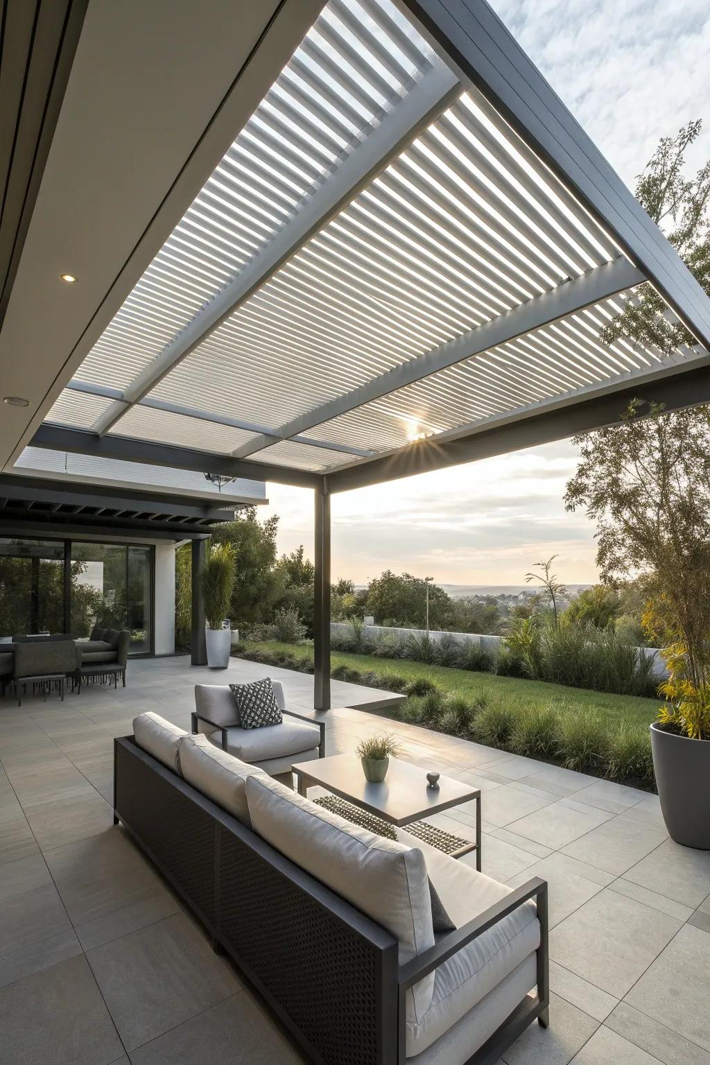 Louvered roofs offer flexible comfort for any weather.