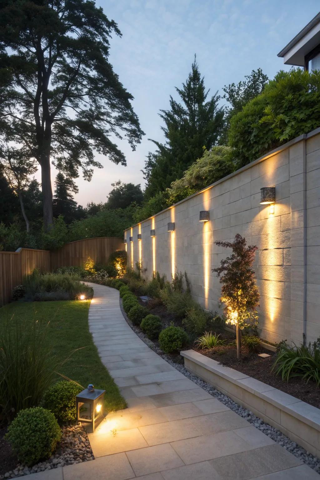 Lighting adds a magical touch to property walls.