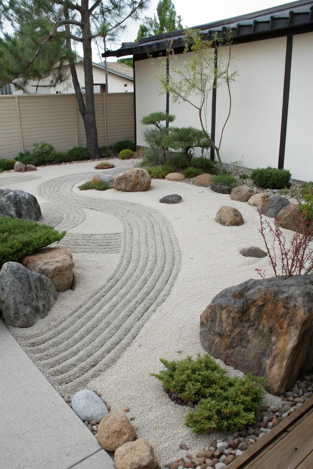 Gravel and sand bring texture and tranquility to your zen patio.
