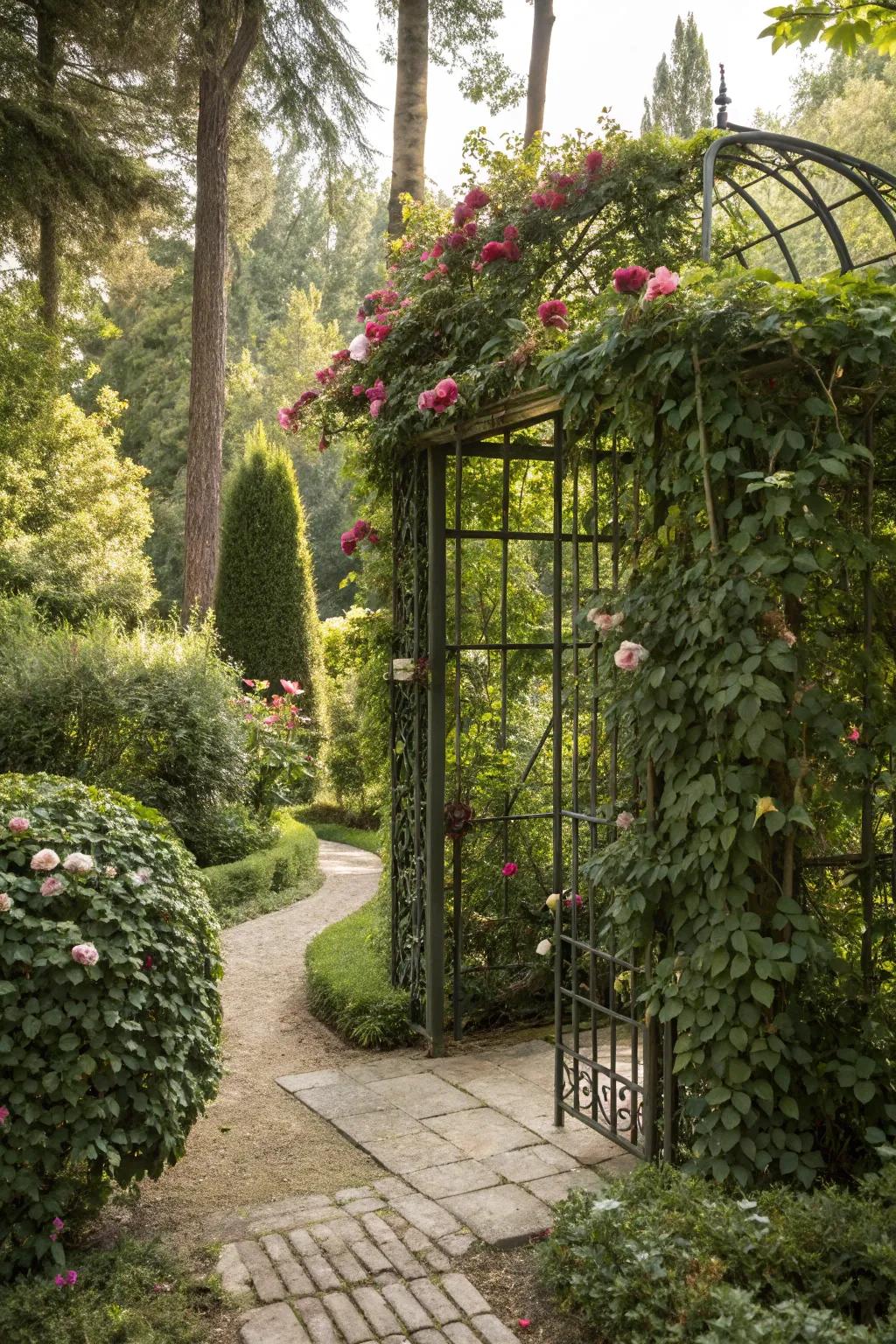 Craft private retreats with foliage-covered trellises.