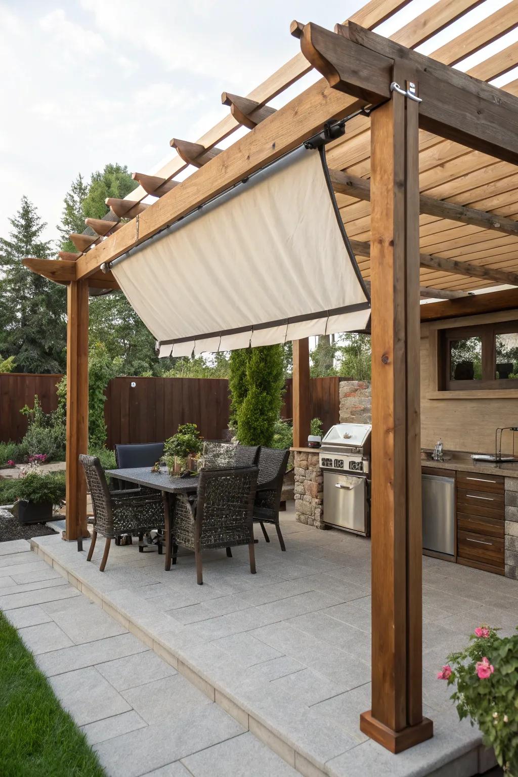 A shade cover keeps your BBQ sessions cool and comfortable.
