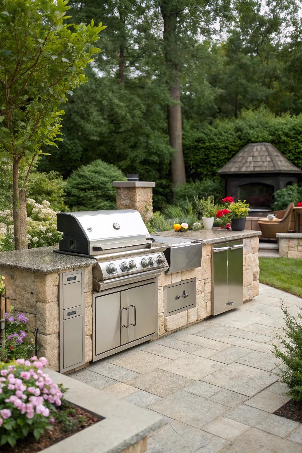 A dual-grill setup for versatile outdoor cooking adventures.