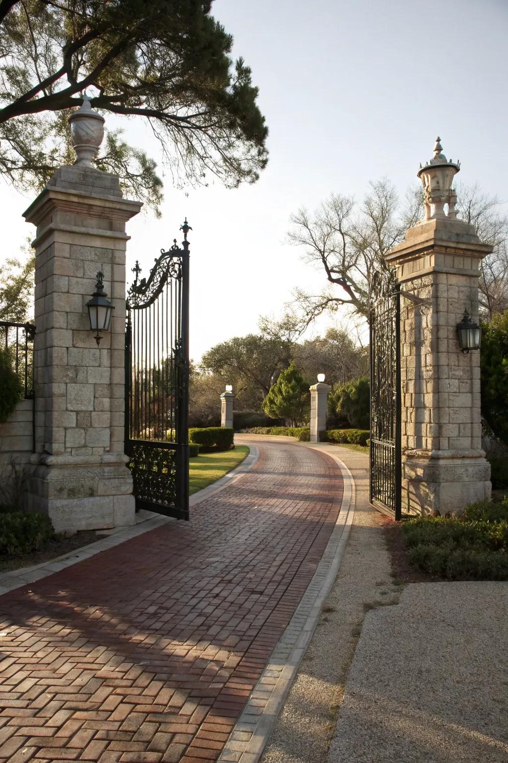 Sturdy and classic, stone and brick accents create a timeless entryway.