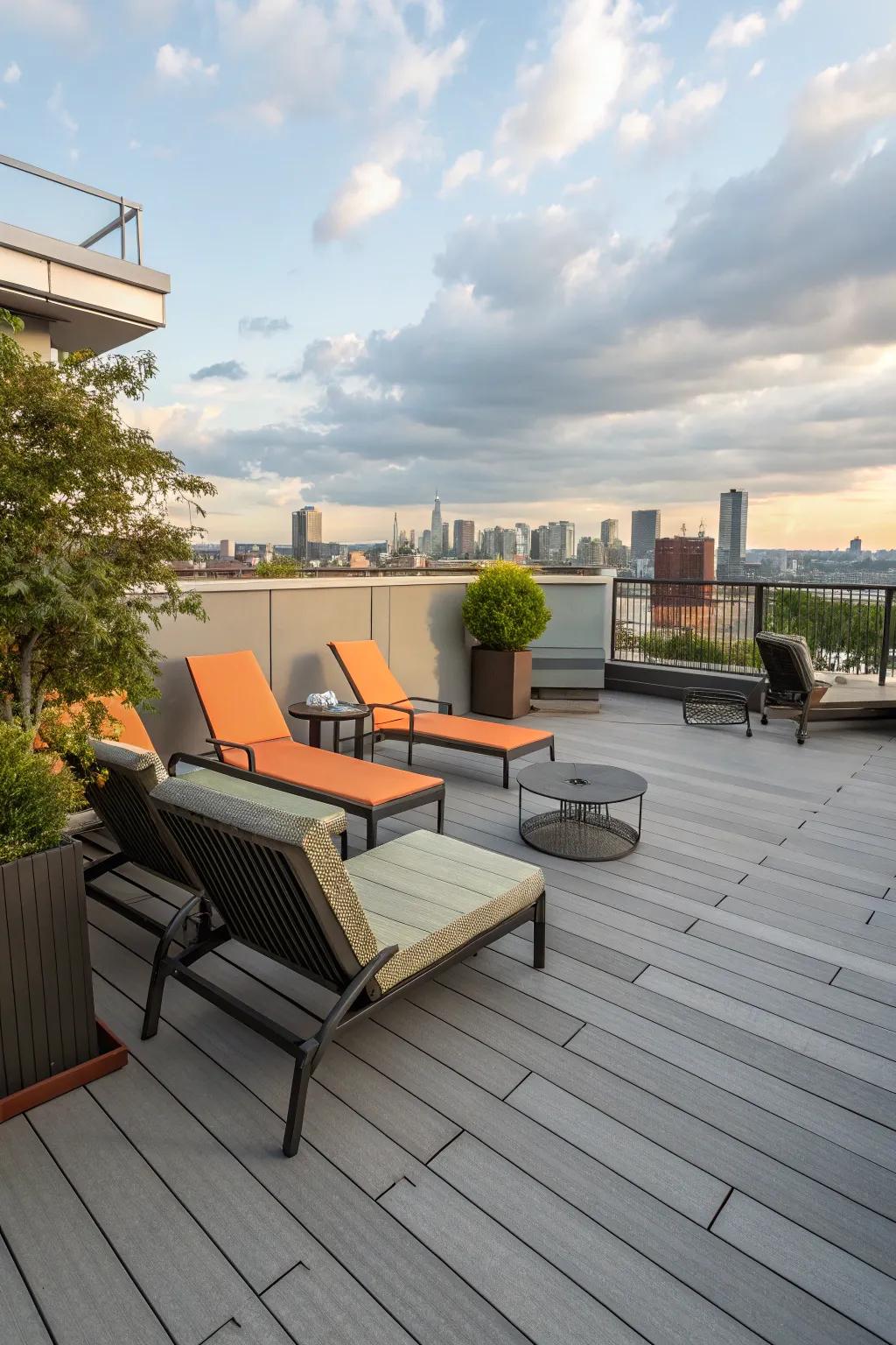 Composite decking offers a sleek, low-maintenance option for your rooftop.