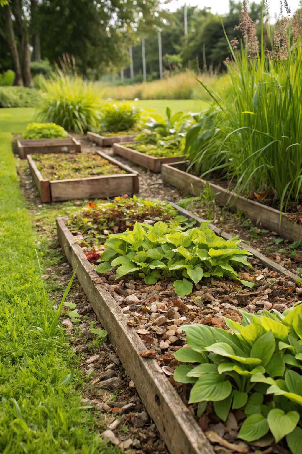 Shredded leaves enrich the soil and keep weeds at bay.