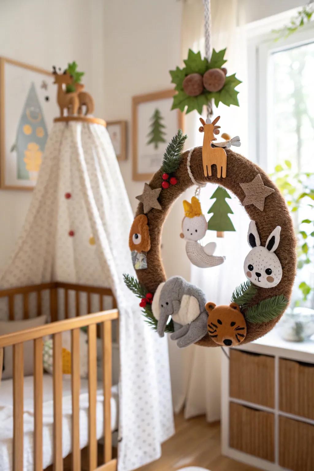 Woodland creatures bring a storybook charm to this wreath.