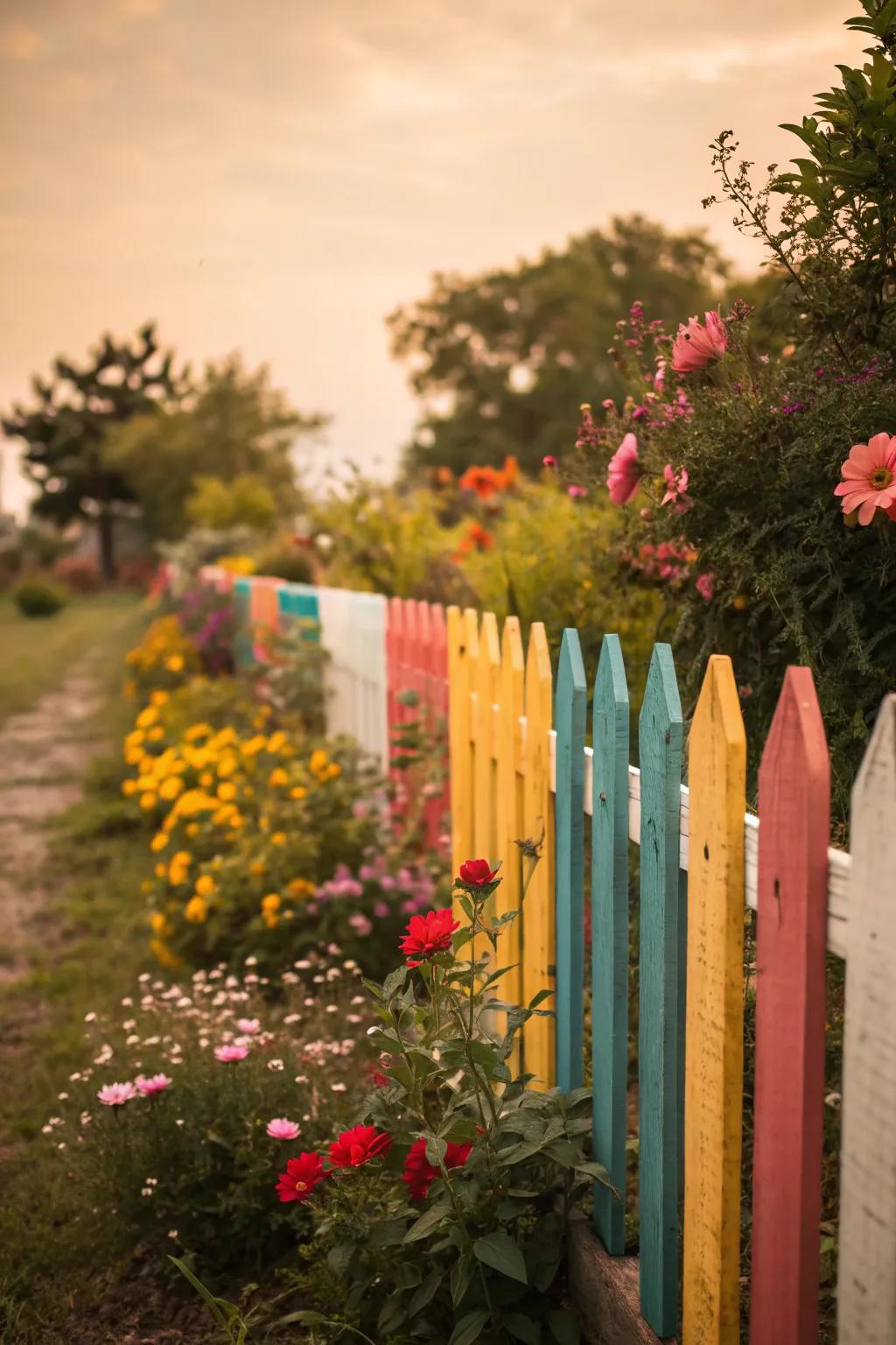 A colorful fence bringing energy to the garden