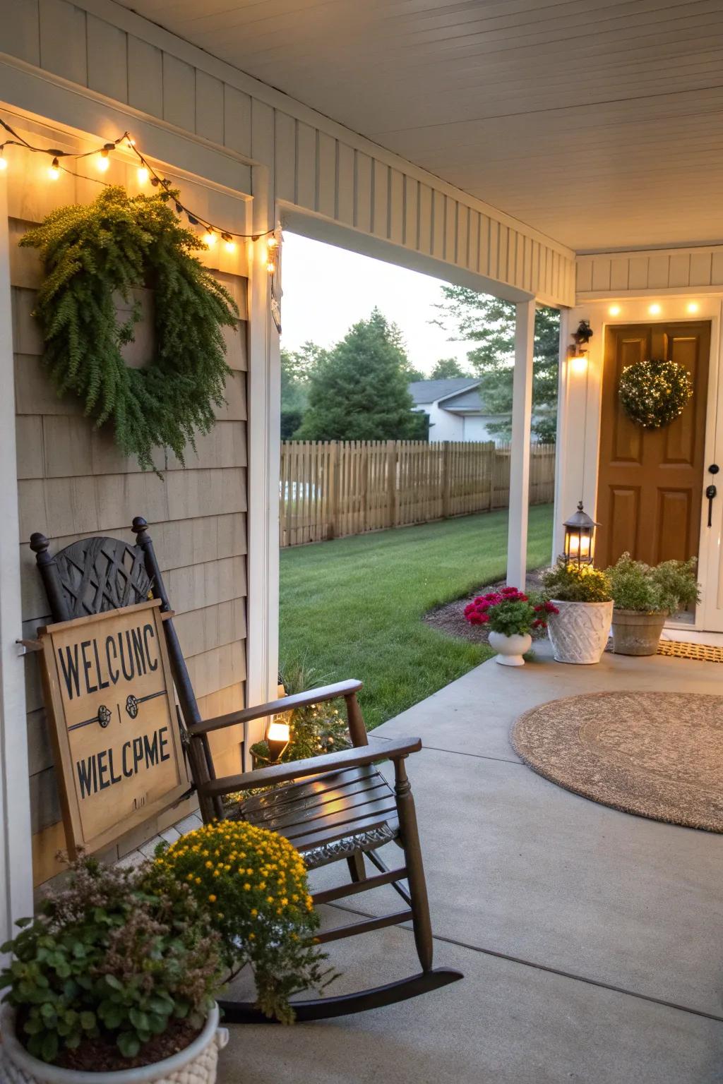 Decorative elements personalize this charming front porch.