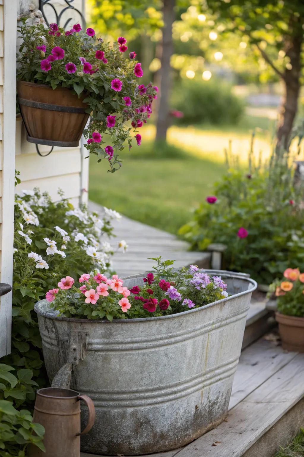Vintage finds make charming planters.