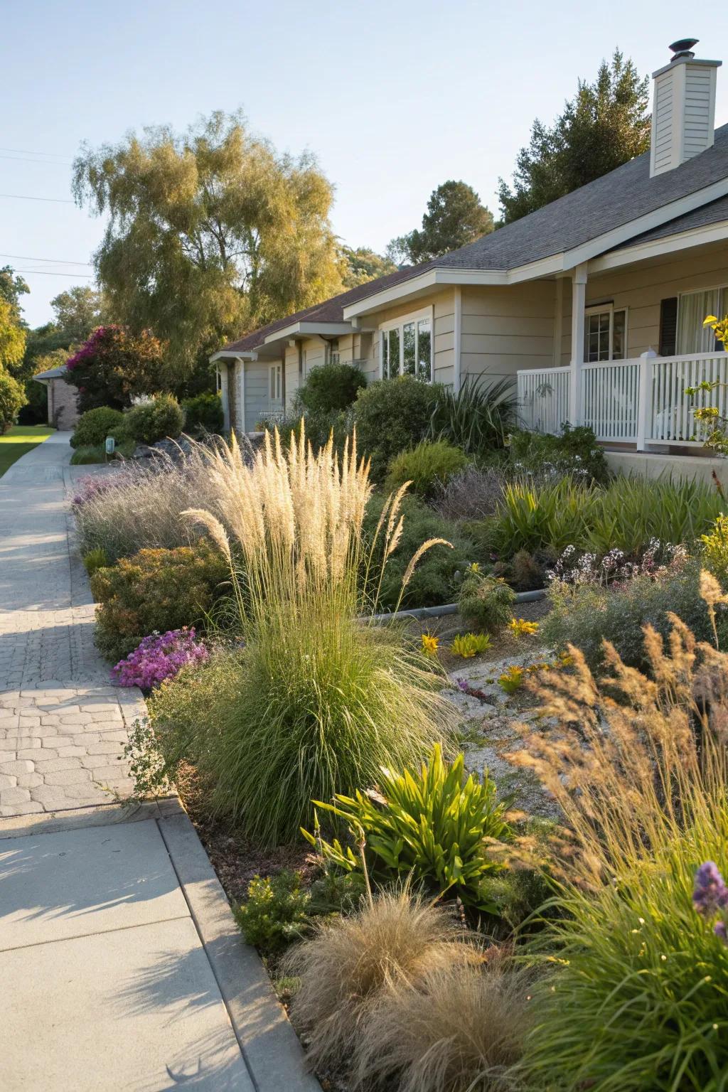 Create a water-wise garden with the drought-tolerant maiden grass.