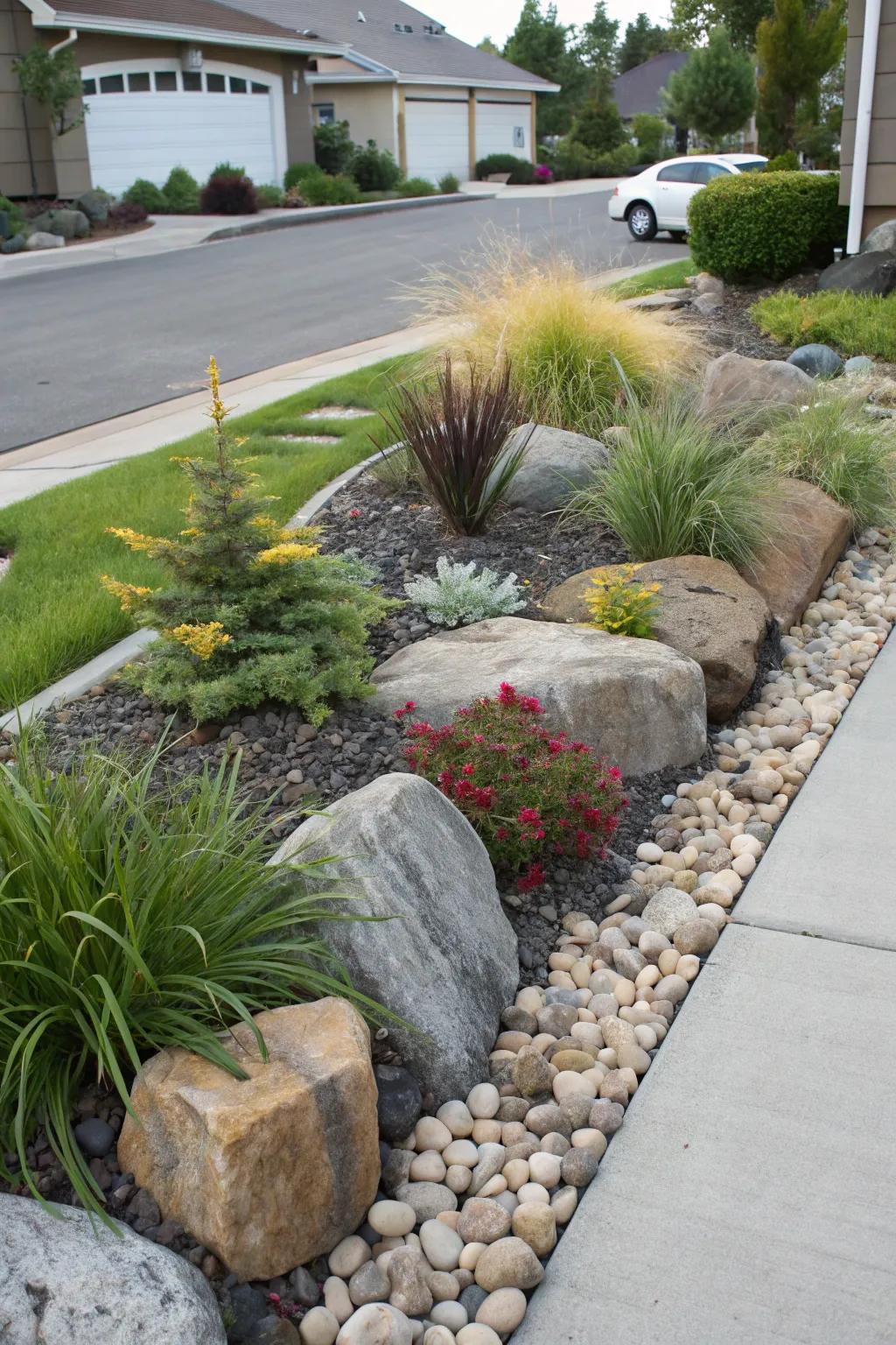 Enhance texture with natural stone elements.