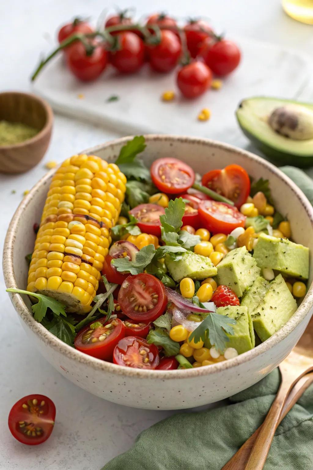 A delightful roasted corn salad, bursting with summer flavors.