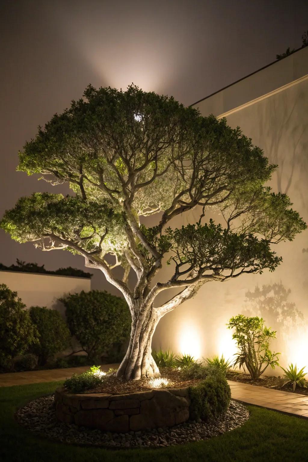 Turn ordinary trees into extraordinary art with spotlighting.