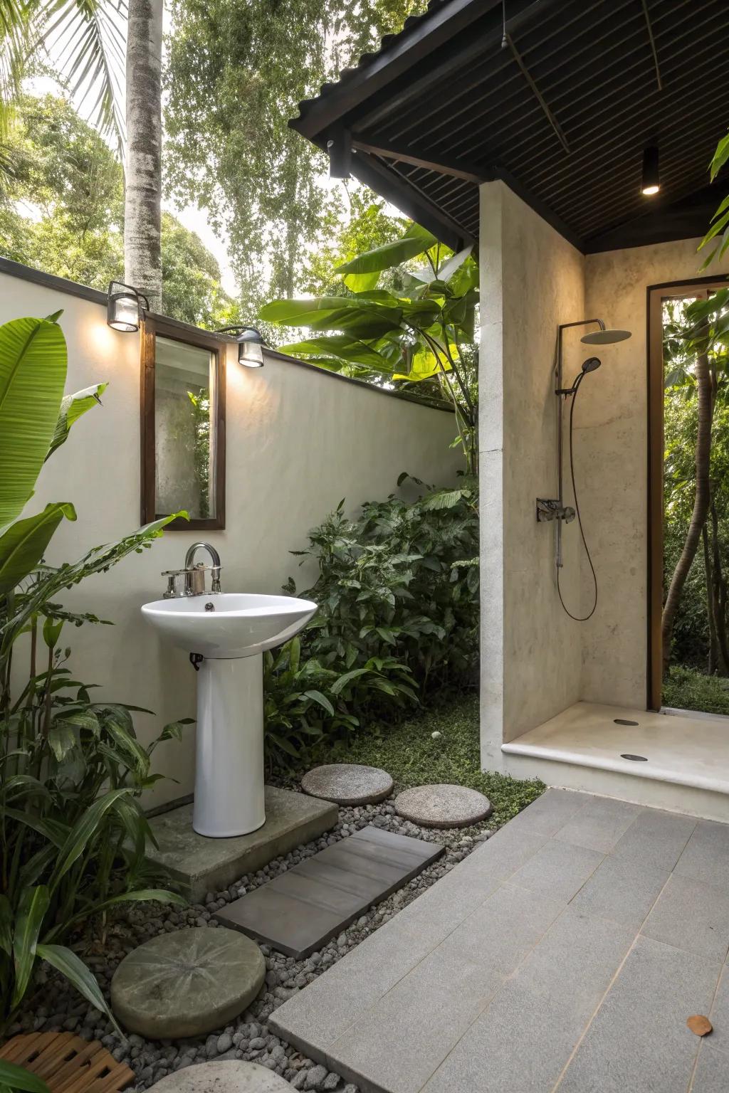 Minimalistic fixtures enhance the sense of space.