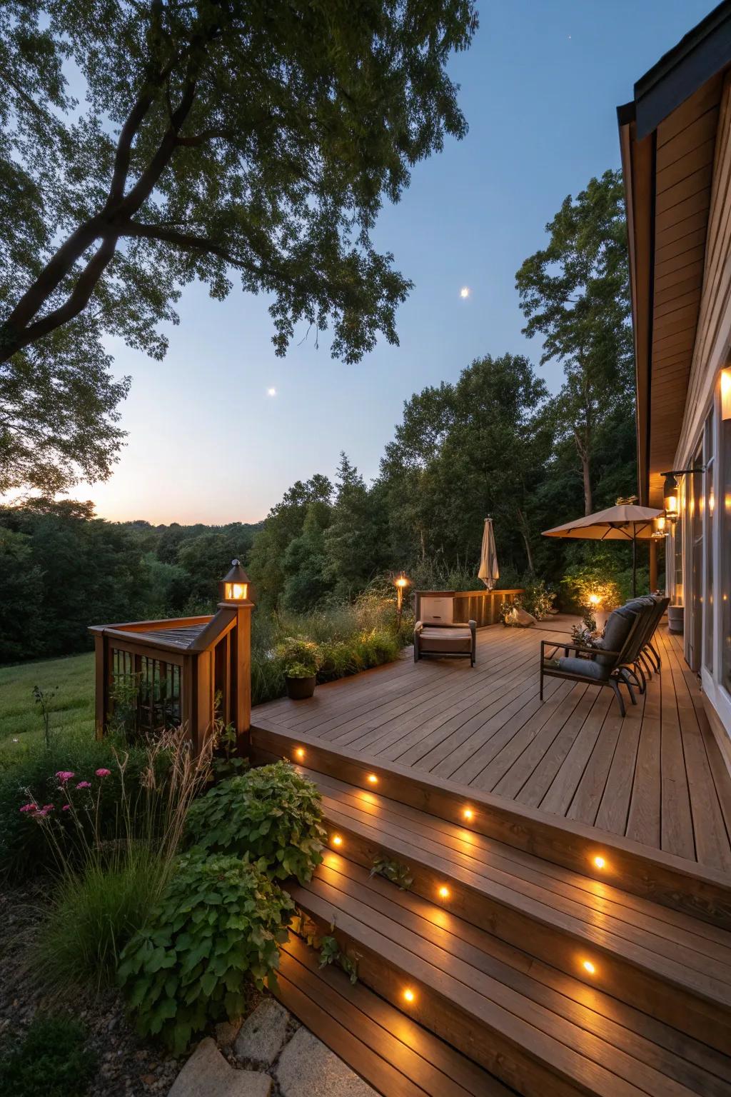 Under-deck lighting adds a magical glow to your outdoor space.