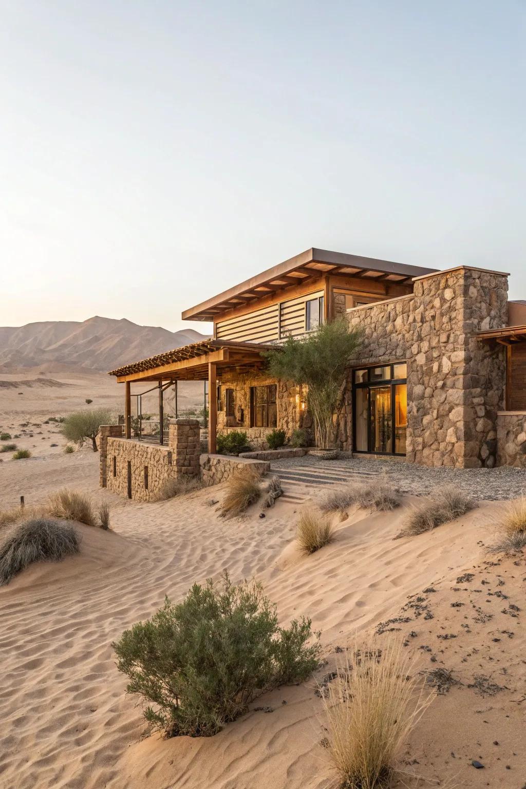 Natural materials make this home a part of the landscape.