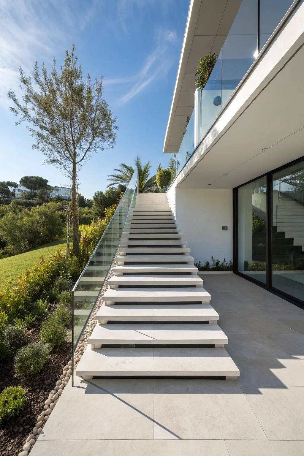 Modern floating steps staircase