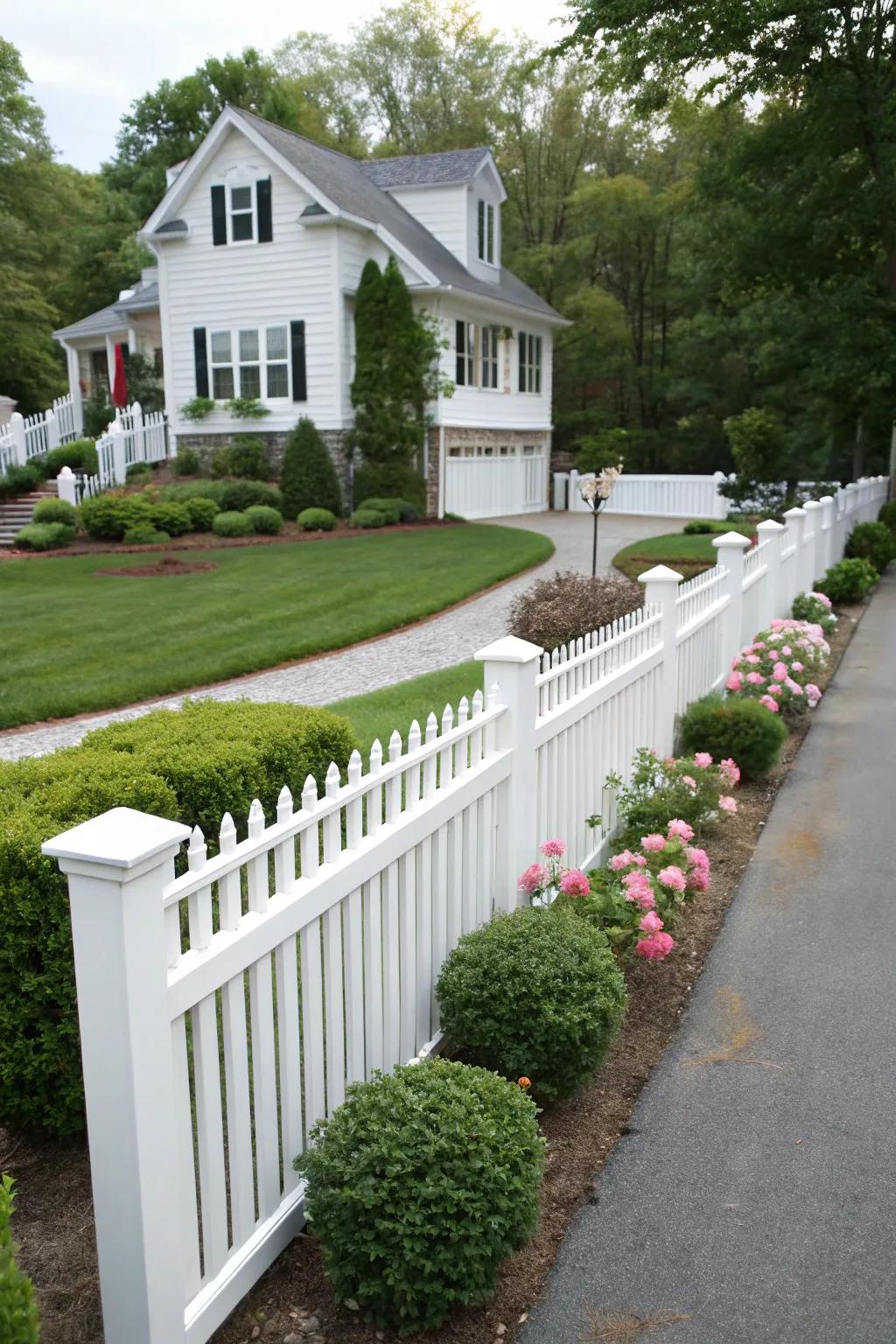Timeless and sturdy, the white picket fence.