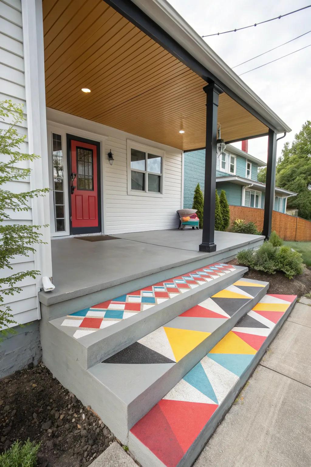 Modernize your porch with geometric patterns.